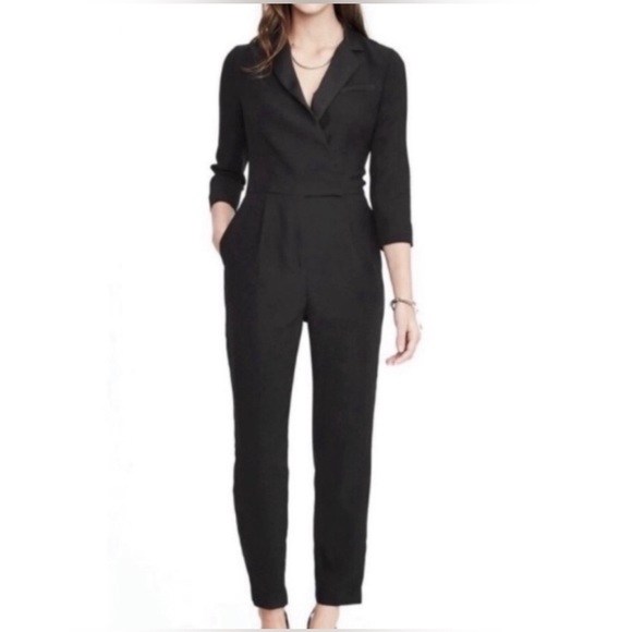 Banana Republic 3/4 Sleeve Tuxedo Jumpsuit NWT - Picture 2 of 13